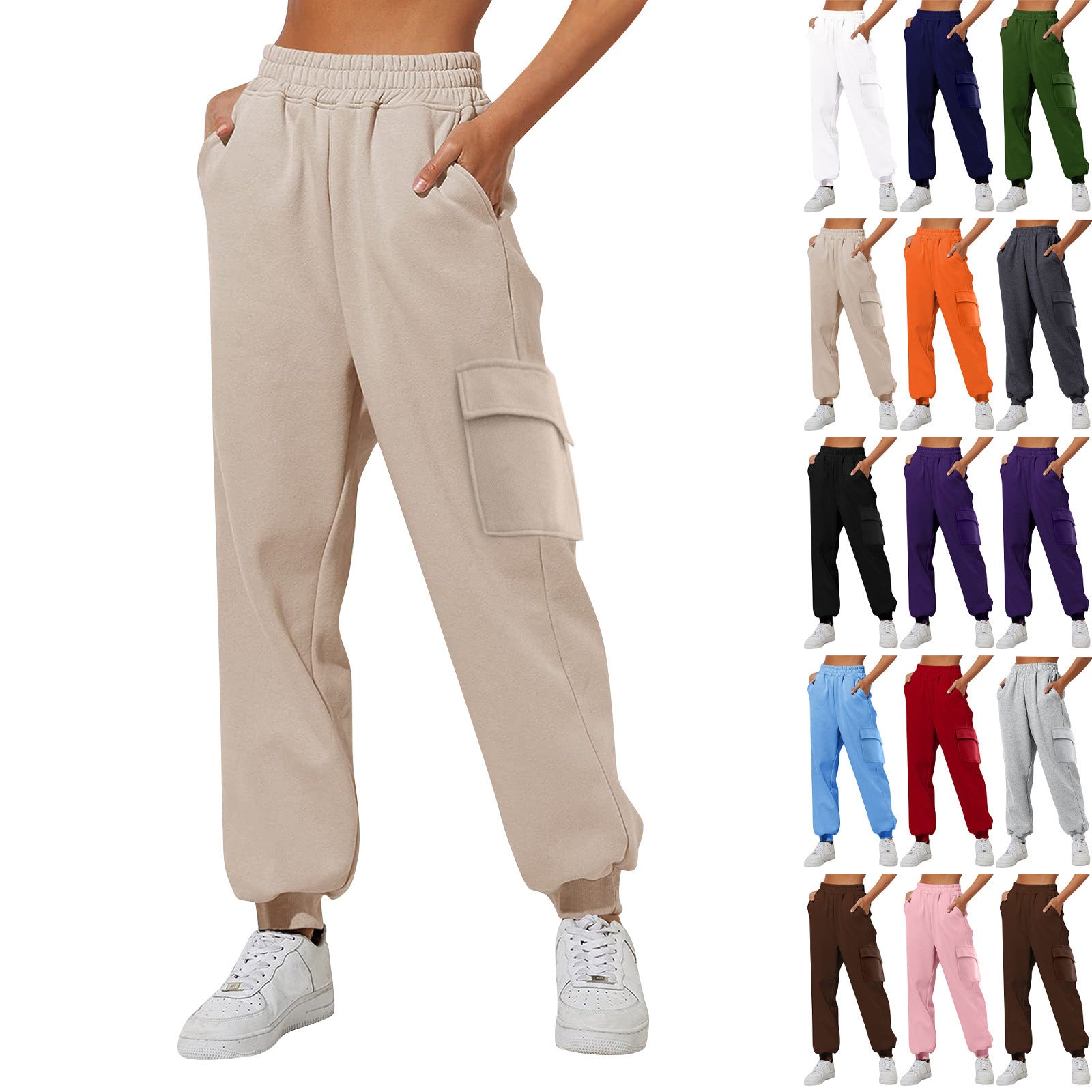 Pantalon de jogging femme taille haute ample en velours matelassé - Vêtement de sport confortable