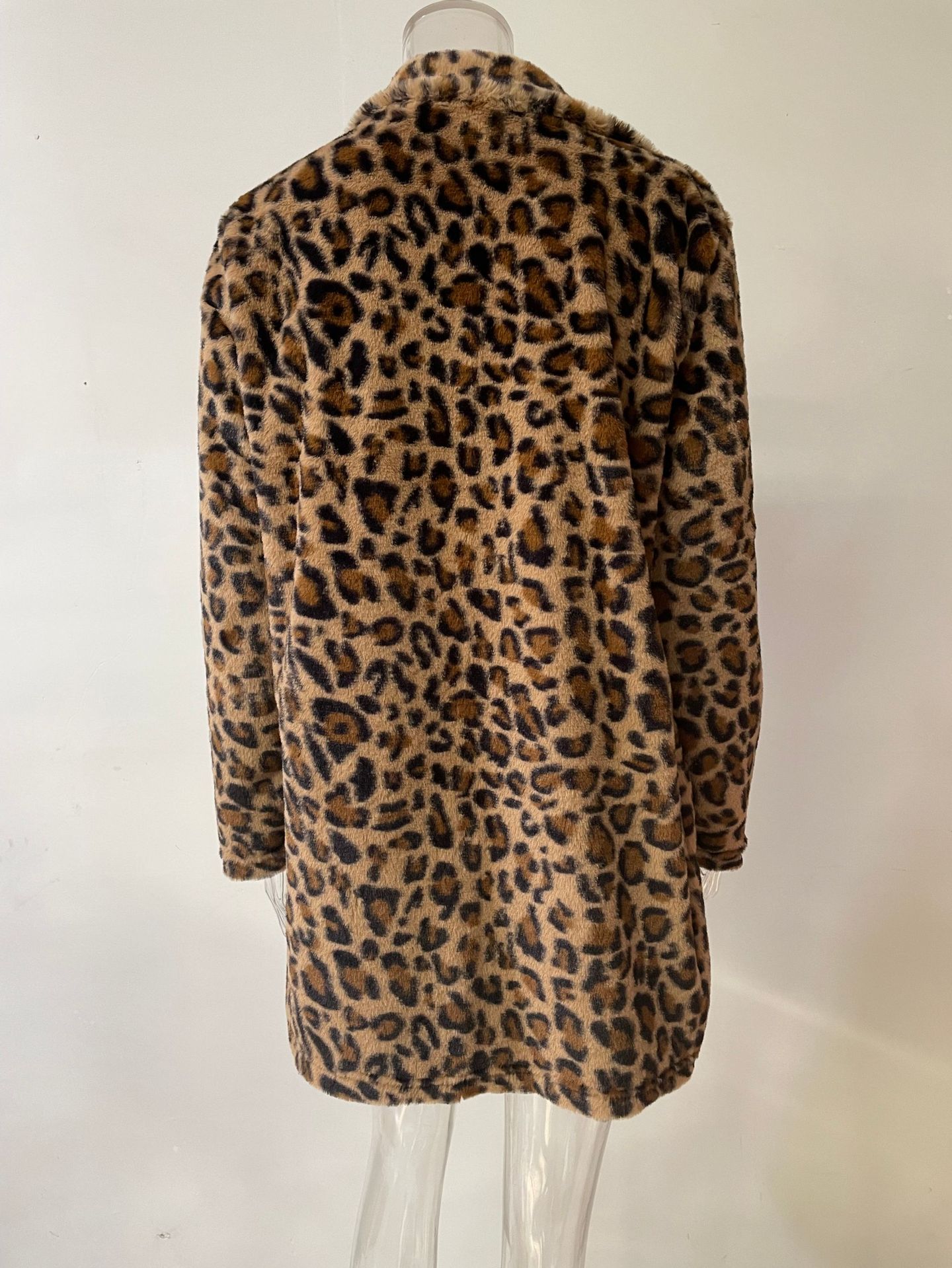 Leopard Print Loose Mink Coat with Pockets
