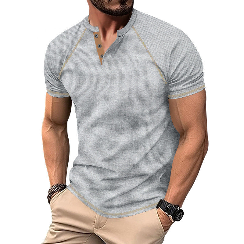 Heavy Contrast Color Raglan Slim Pullover T-Shirt