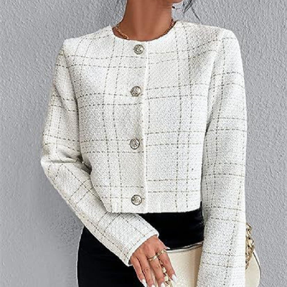 Veste boutonnée classique à carreaux pour femme, disponible en plusieurs coloris