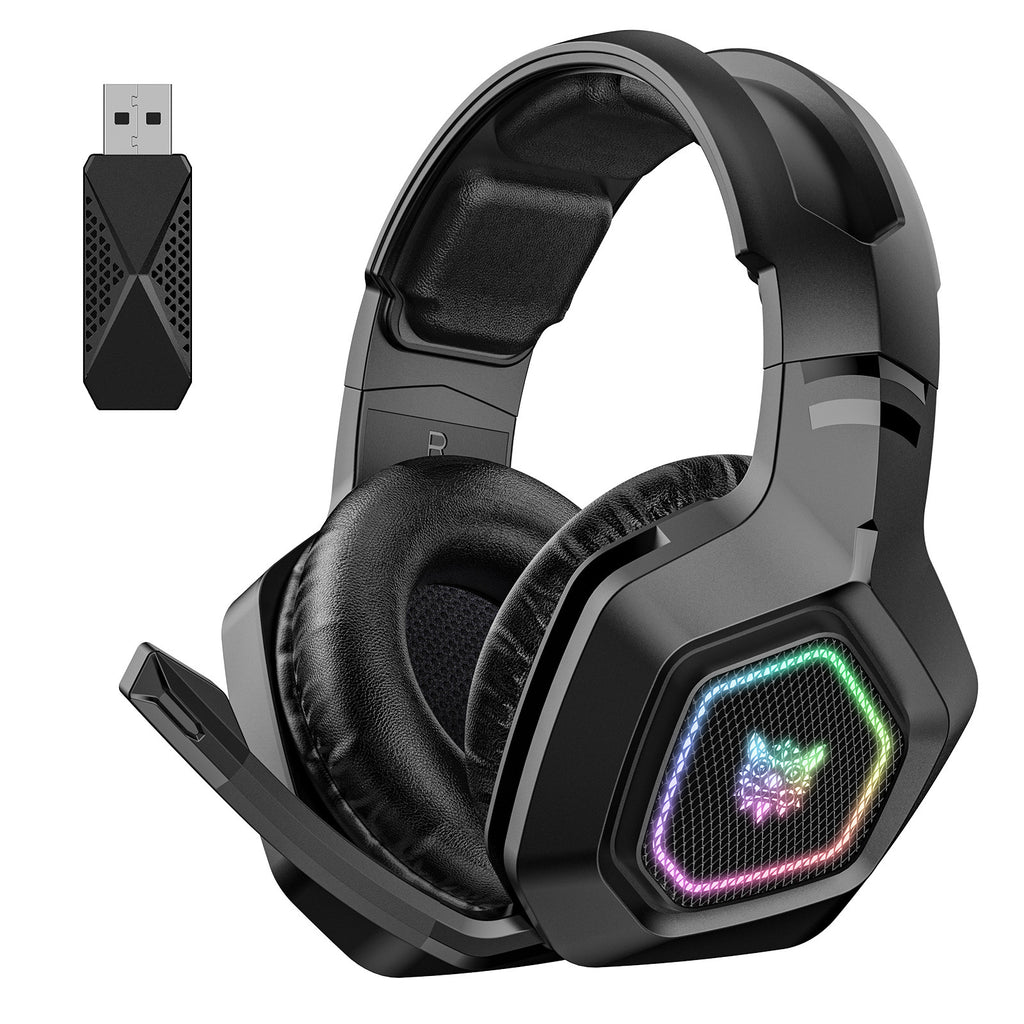 Casque de jeu sans fil Bluetooth 2.4G avec éclairage RVB et chargement sans fil
