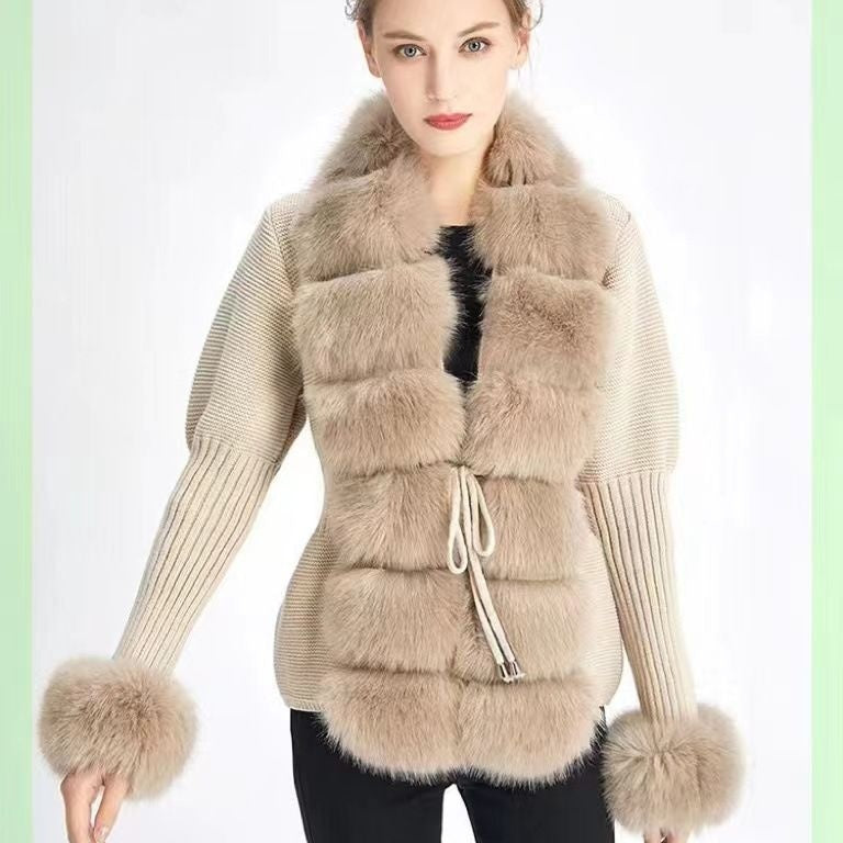 Gilet en Tricot Femme avec Manches Amovibles Couleur Unie Patte de Boutonnage