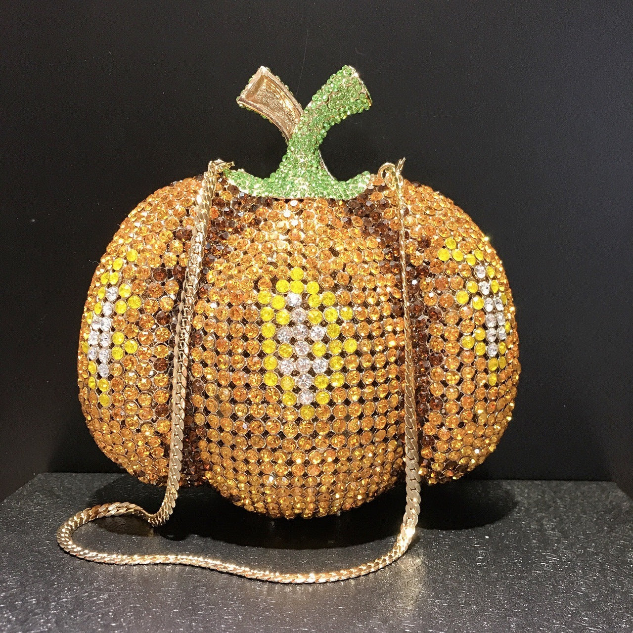 حقيبة يد بيضاوية للتجميل من Diamond Pumpkin للنساء 15.5 سم