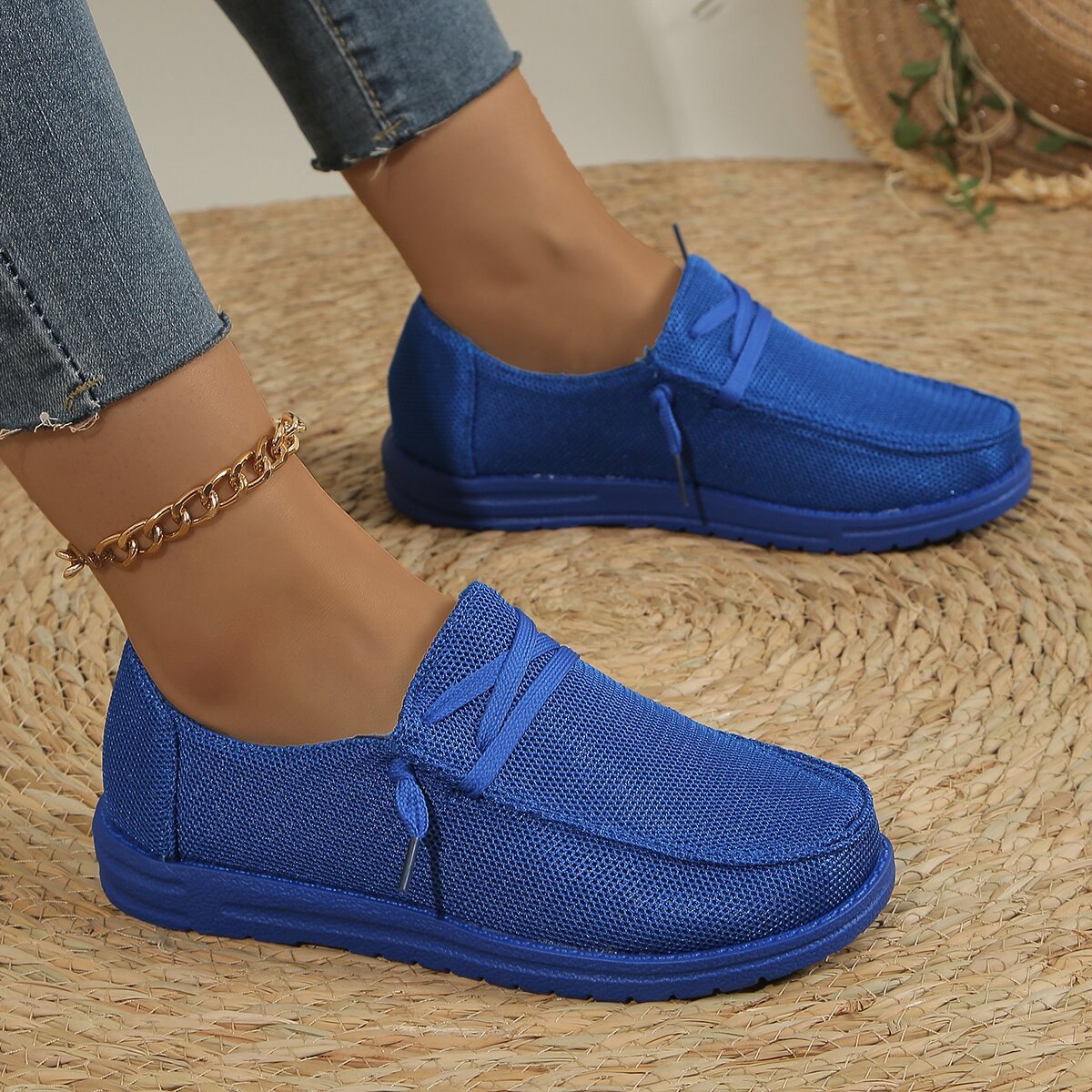 Mocassins plats à lacets décontractés grande taille pour femmes