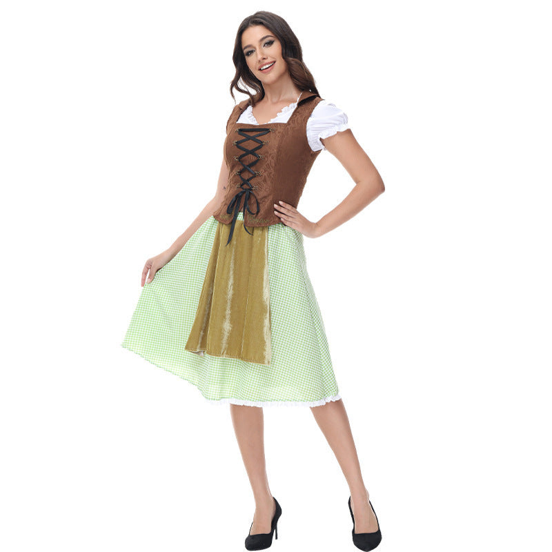 Robe de festival de bière traditionnelle en fibre de polyester verte