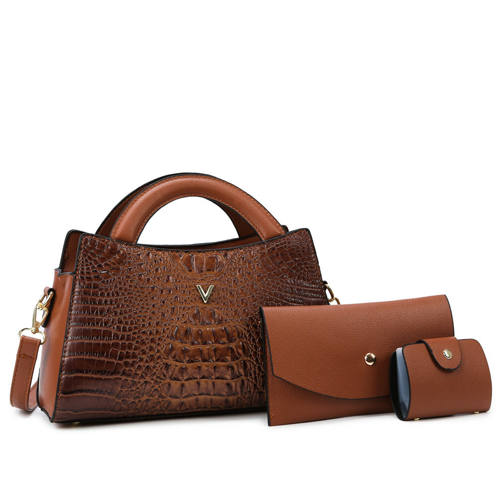 Sac à bandoulière en cuir PU motif crocodile pour femme