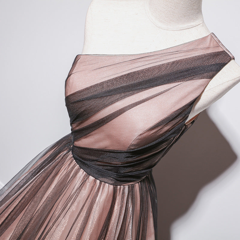 Élégante robe longue de soirée en polyester avec jupon intégré