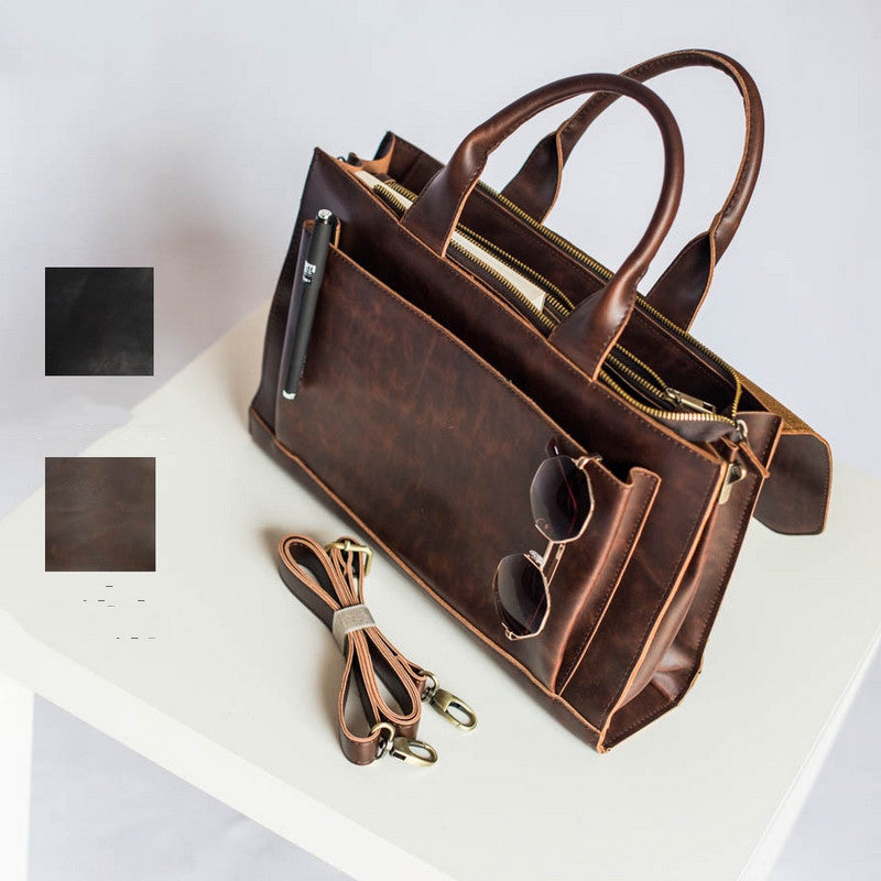 Sac bandoulière en cuir PU Crazy Horse 14 pouces
