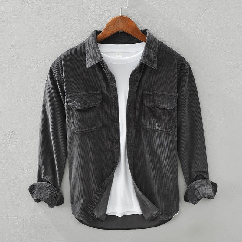 Loose Solid Color Work Shirt Coat for Men