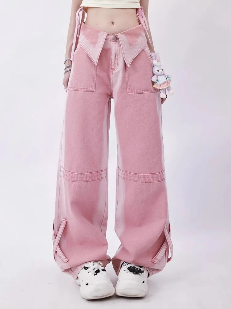 High Waist Loose Slimming Straight Jeans for Women