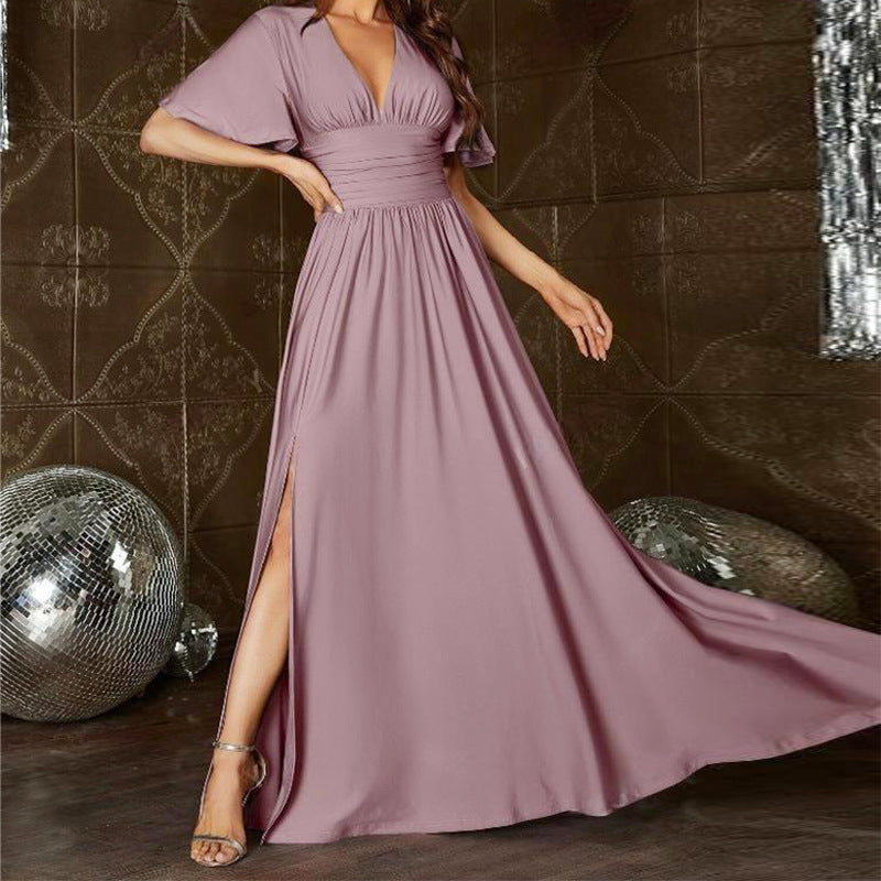 Elegant High-End Sleeveless Long V-Neck Dress for Women