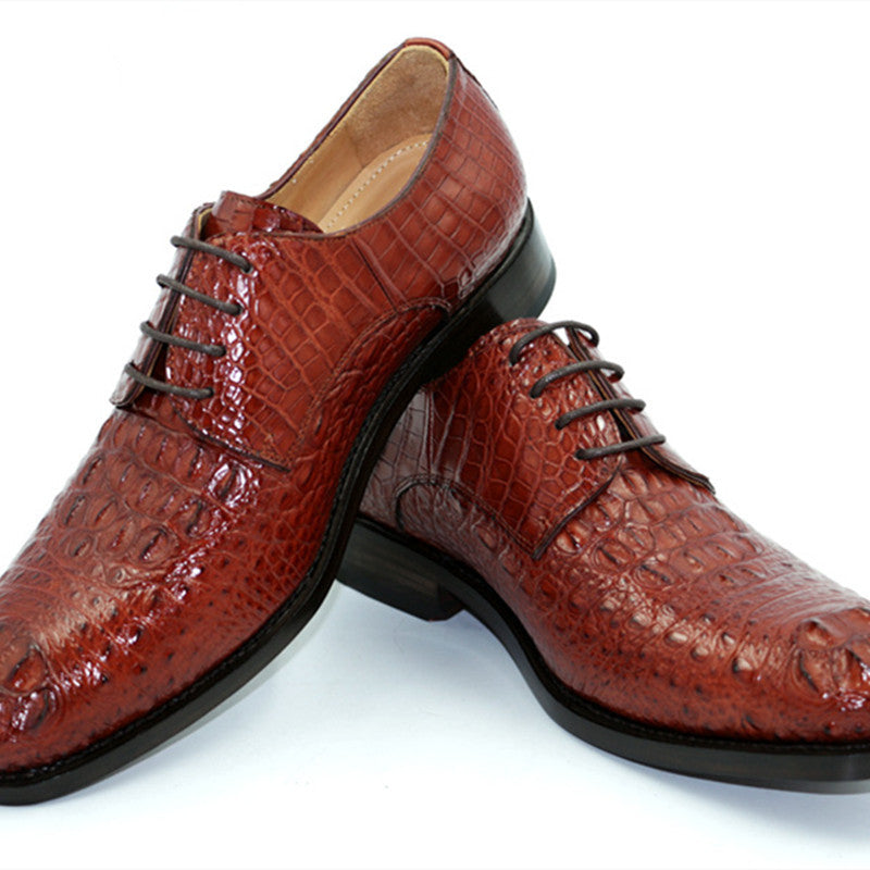 Chaussures homme faites main en cuir de crocodile à petit talon