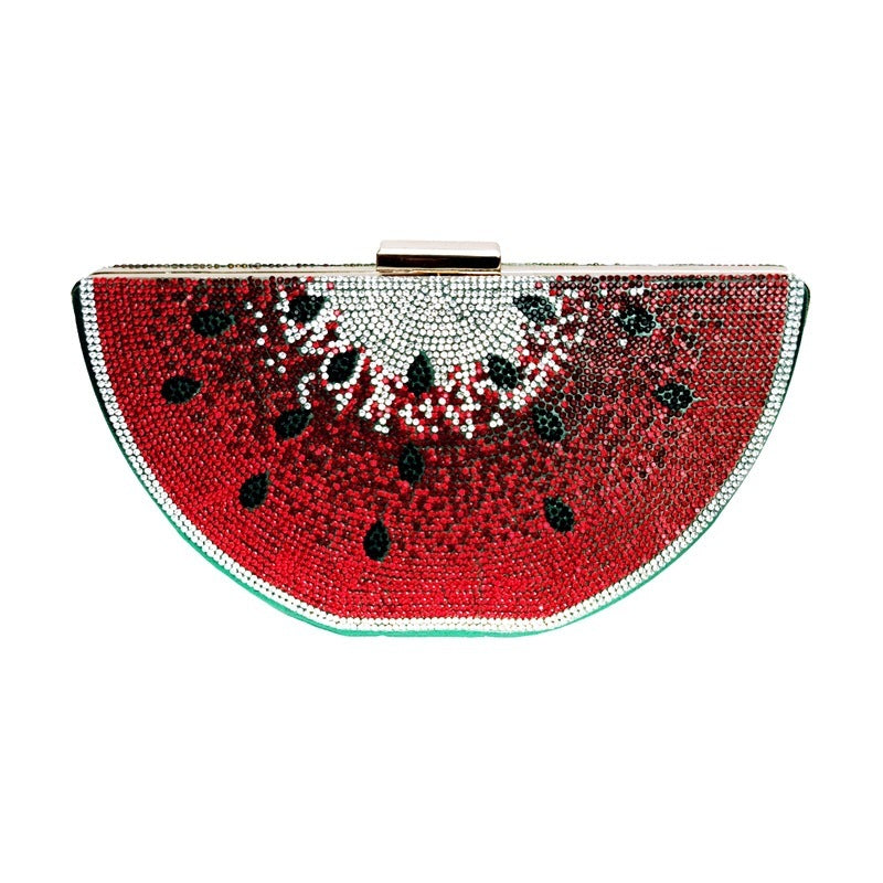 Dinner Ladies Diamond Clutch Evening Bag 9 Inch PU Leather Dumpling Shape