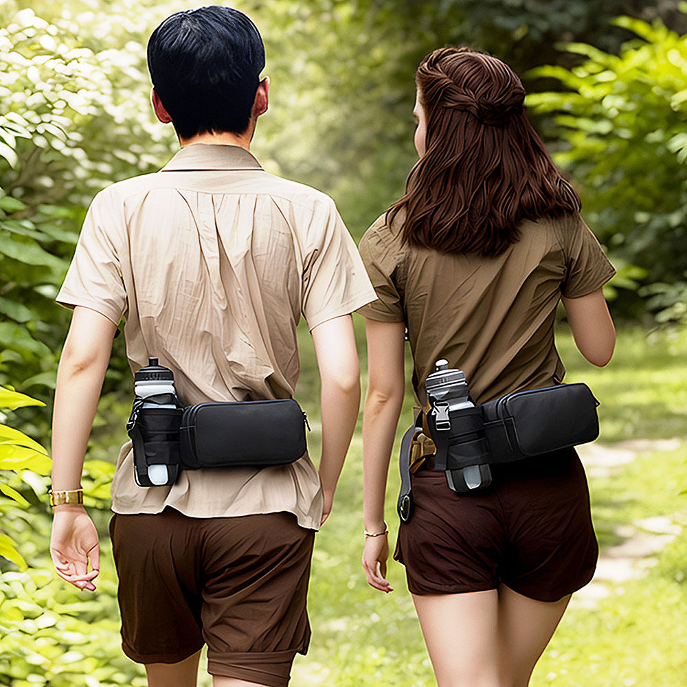 Waterproof Sports Waist Bag Large Capacity Portable Waist Pack Black Oxford Cloth