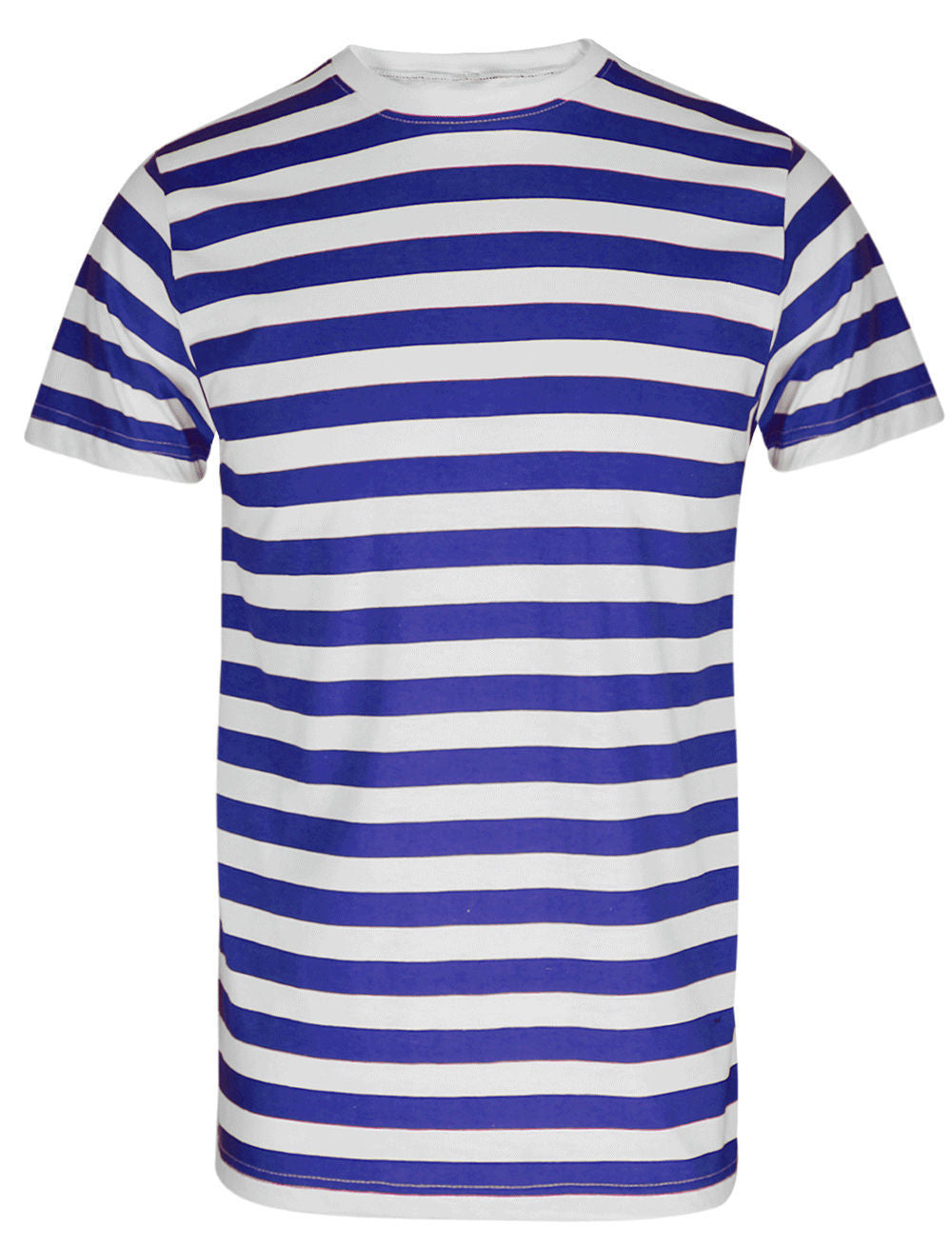 T-Shirt Homme Col Rond Manches Courtes Rouge Rayé en Coton Mélangé Coupe Ajustée