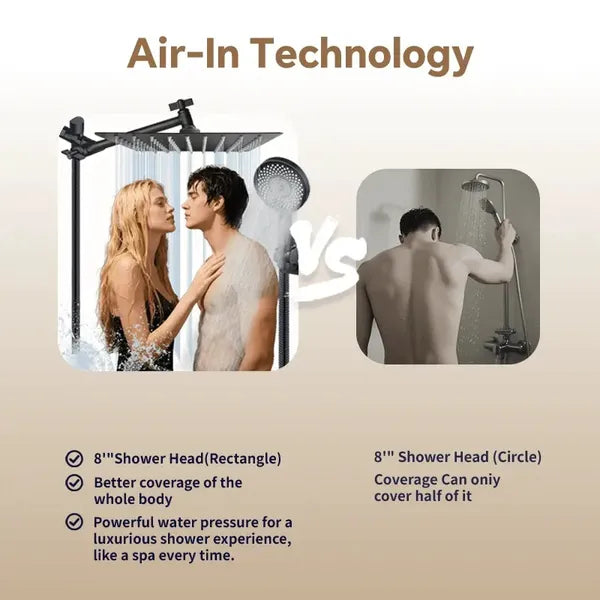 Ensemble de douche carré de 12 pouces de qualité commerciale avec options d'économie d'eau et de douchette.