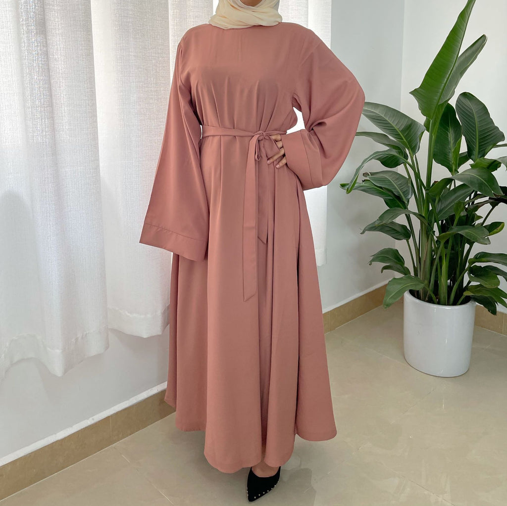 Plus Size Elegant Muslim Long Sleeve Dress with Zipper