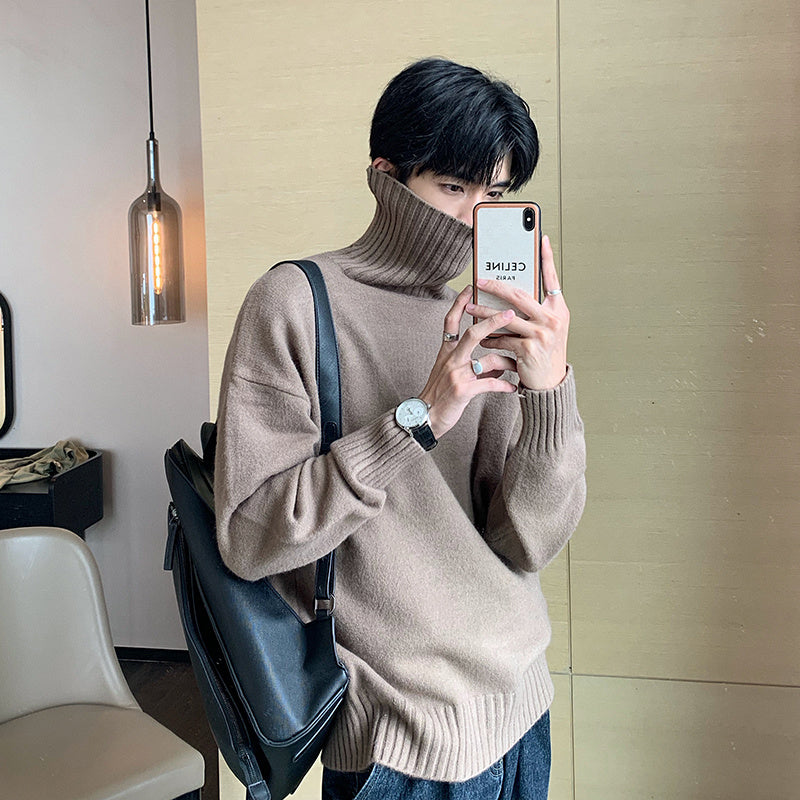 Winter Loose Turtleneck Sweater for Men with High Collar