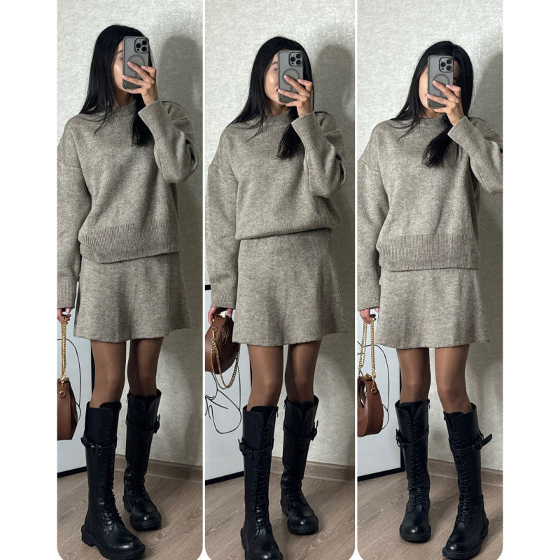 Ensemble deux pièces pour femme : pull et jupe courte, taille mi-haute, XS-XXXL