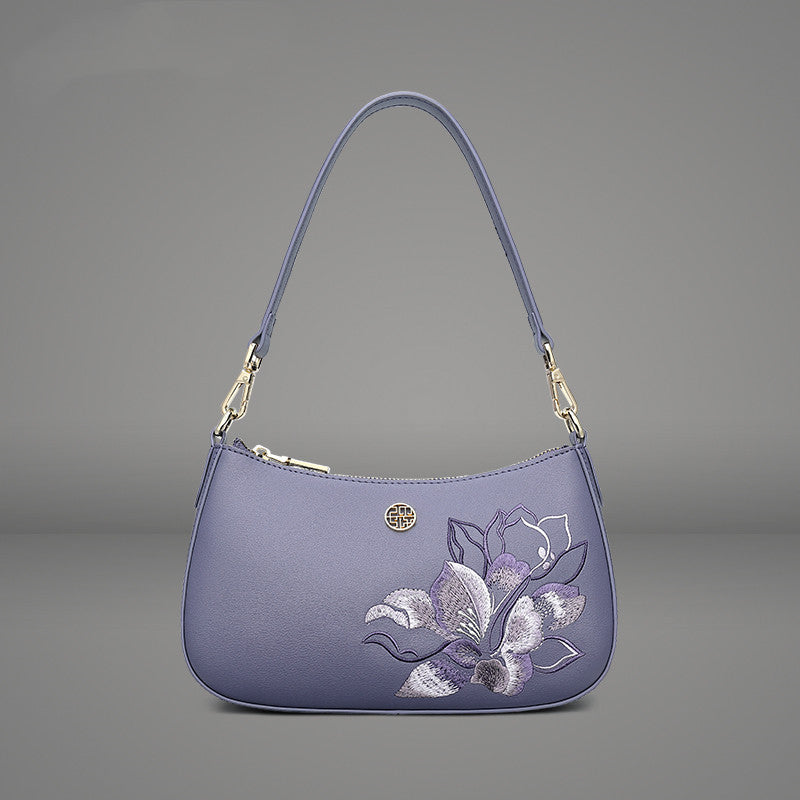 Purple Leather Messenger Bag Birthday Gift for Mother Mid-Autumn Festival