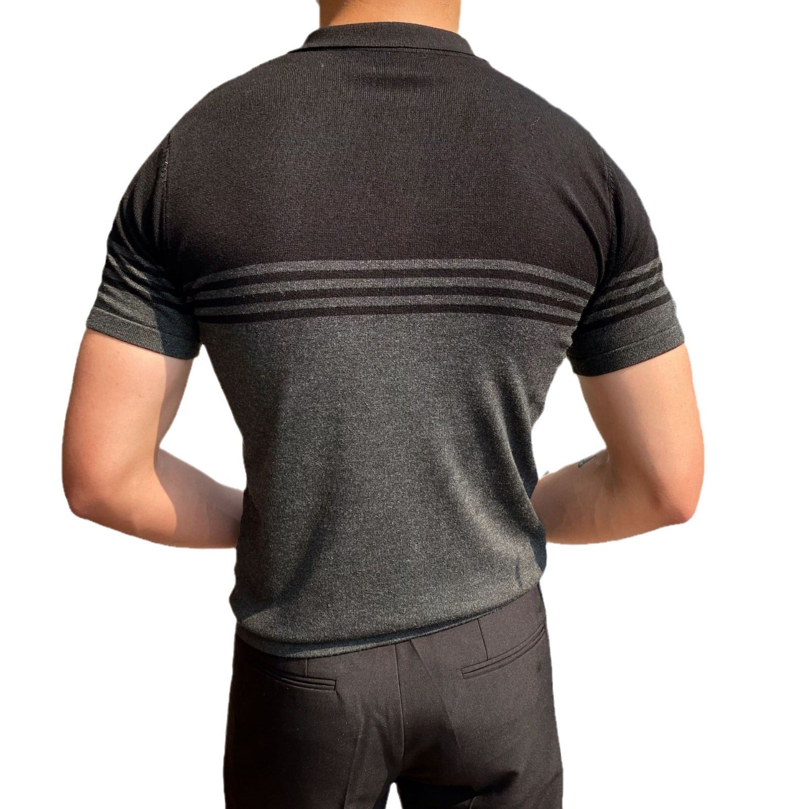 Casual Striped Short-Sleeve Polo Shirt