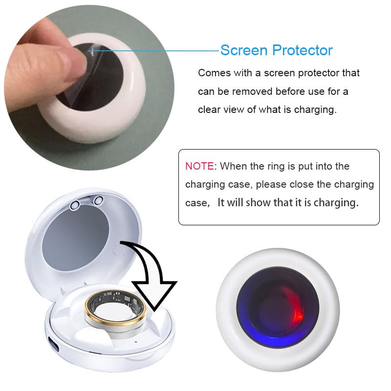 Smart Ring Charging Case with Magnetic Port, Fast 200mAh Portable Charger for COLMI R02 R06 R11M R8 Fitness Rings
