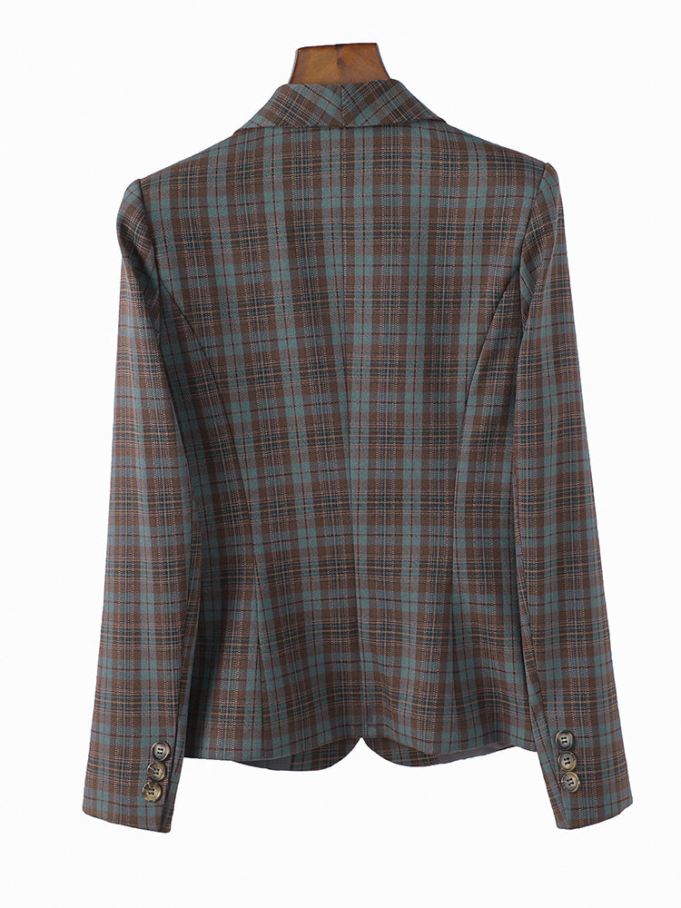 Plaid Slim Fit Coat for Women