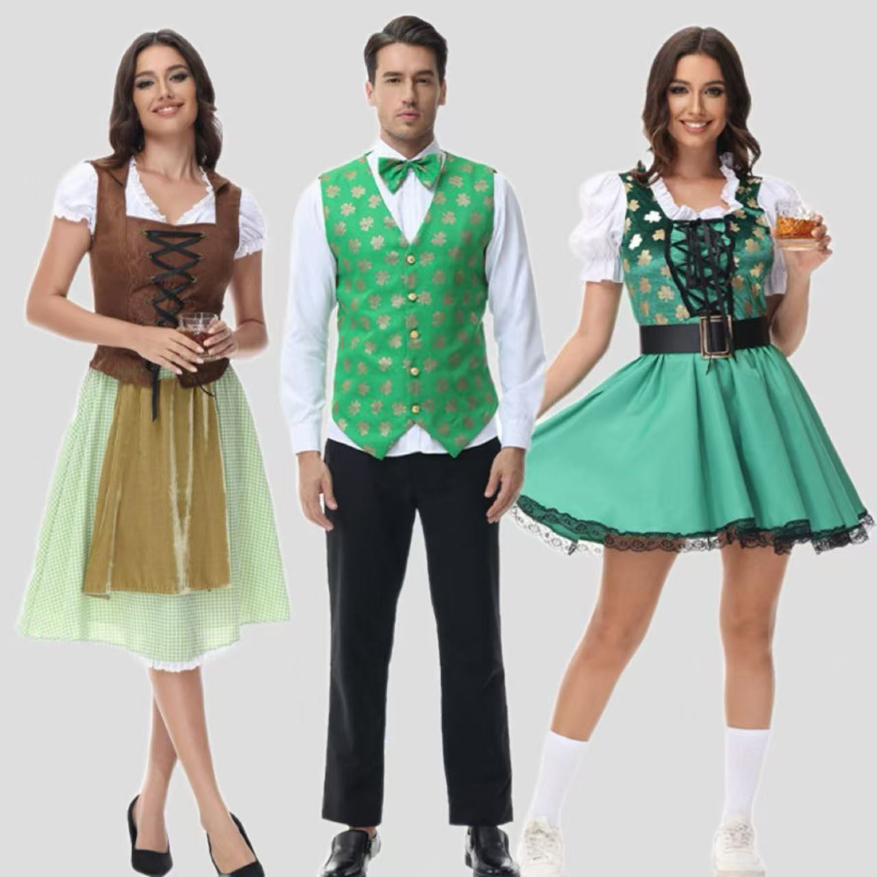 Robe de festival de bière traditionnelle en fibre de polyester verte