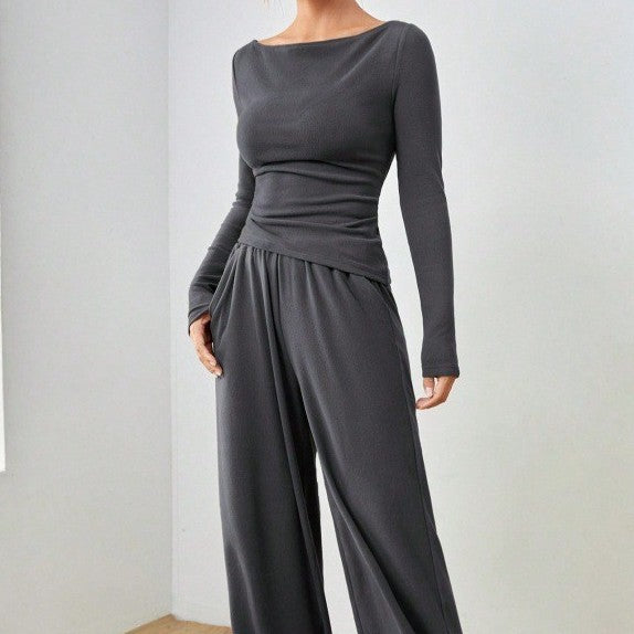 Costume décontracté irrégulier à manches longues pour femme avec poches, en coton, tailles S-XL
