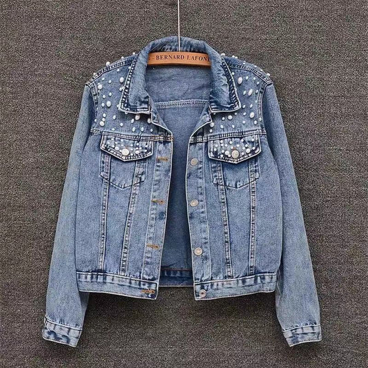 Heavy Industry Fashion Beaded Short Denim Jacket