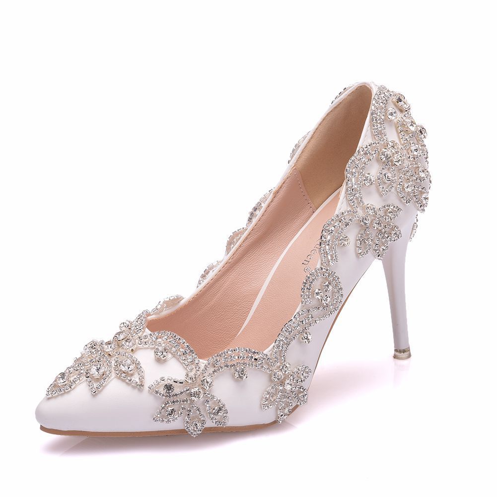 Rhinestone White & Colored Diamond Stiletto High Heels for Women