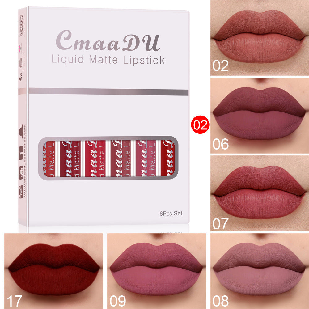 🎁 6 boîtes de rouge à lèvres mat non collant, waterproof et longue tenue (100% de réduction)