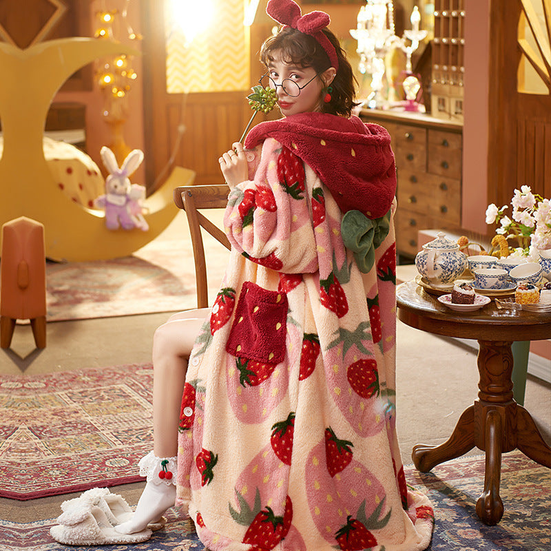 Winter Fleece-Lined Thickened Flannel Pajamas for Outdoor Wear