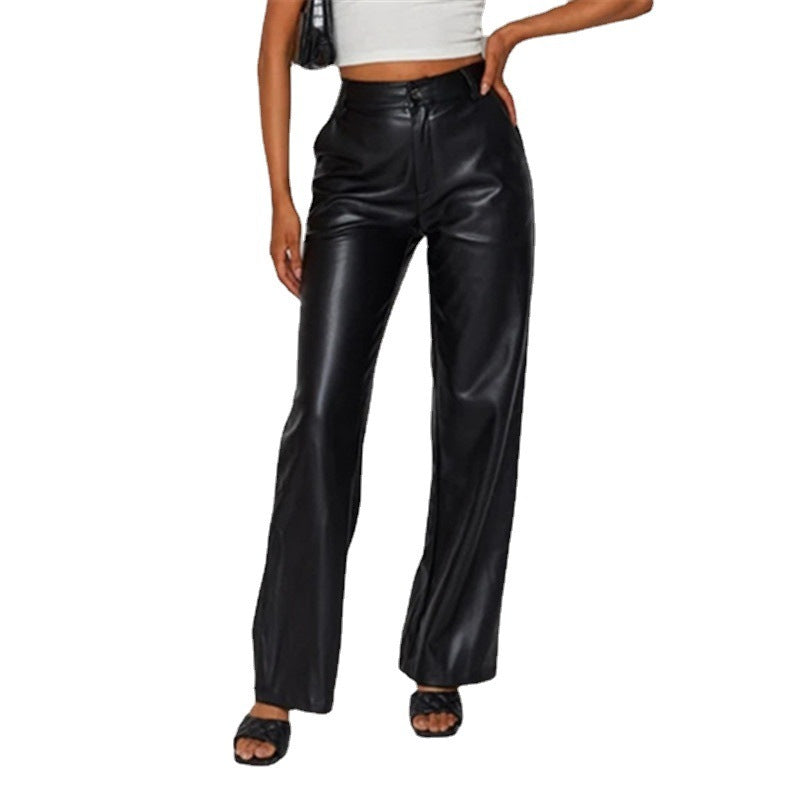 Leggings en cuir PU haute élasticité pour femmes