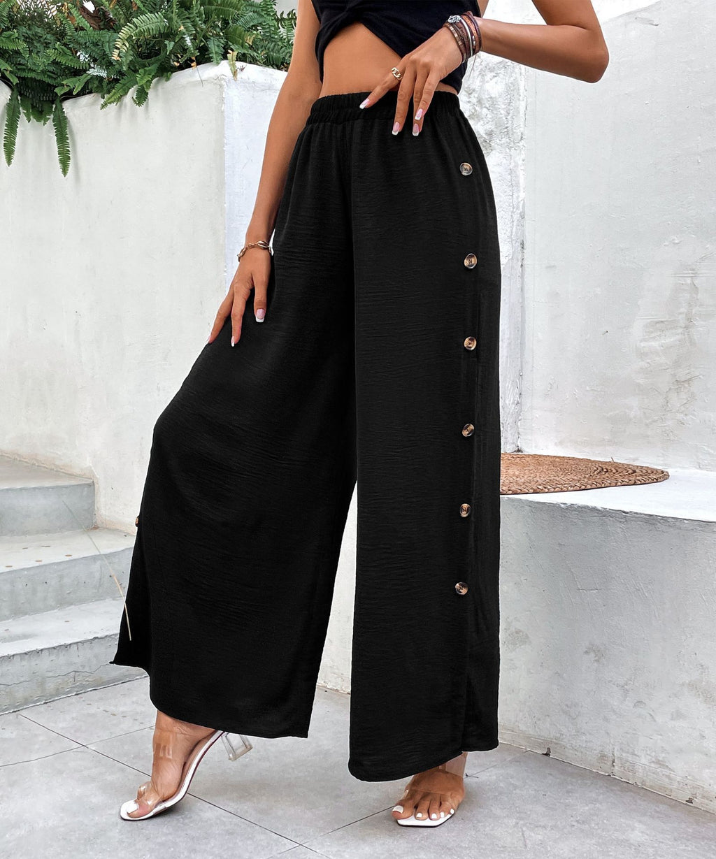 High Waist Black Wide Leg Pants for Women
