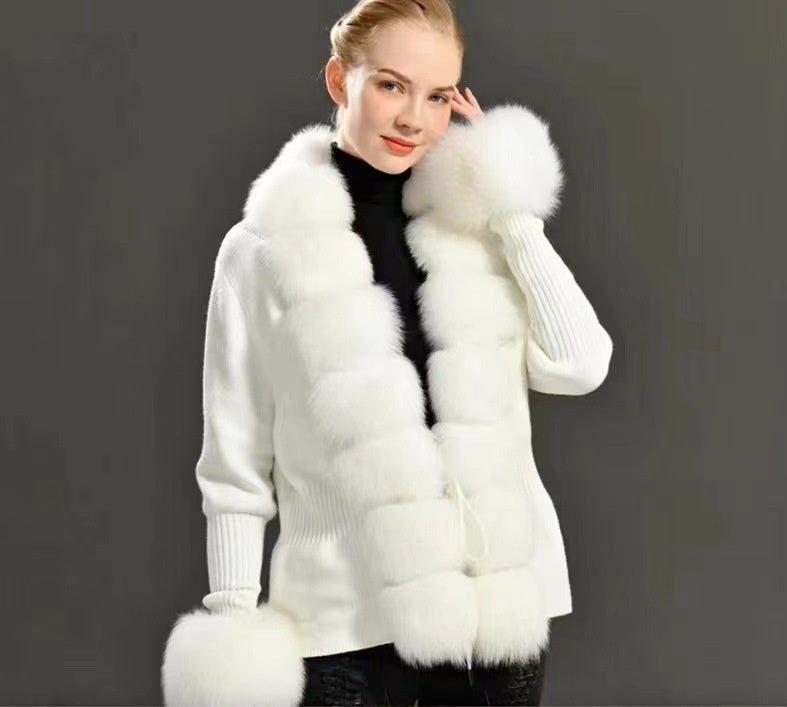 Gilet en Tricot Femme avec Manches Amovibles Couleur Unie Patte de Boutonnage