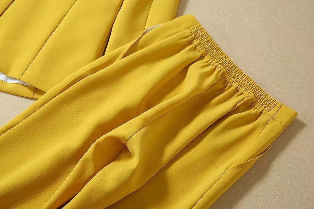 Women's Yellow Two-Piece Casual Professional Suit