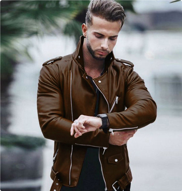 Men's PU Jacket with Asian Size Guide