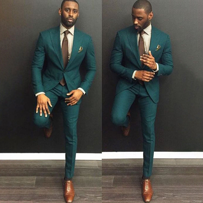 Slim Fit Two-Piece Formal Suit in Solid Colors