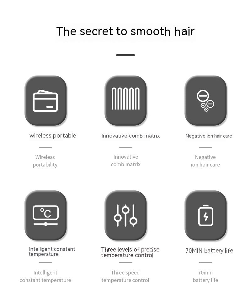Wireless Negative Ion Straight Hair Comb