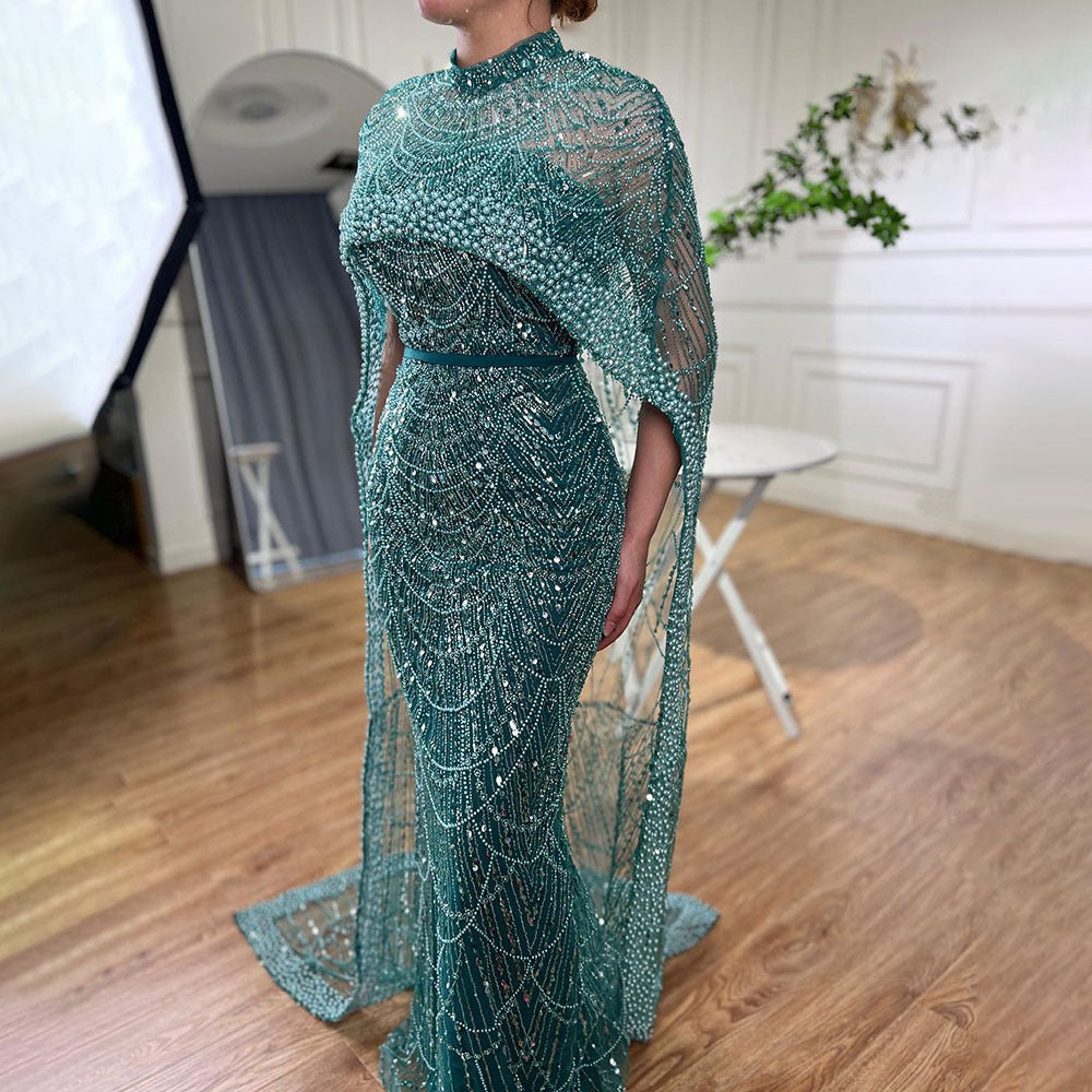 Robe de soirée longue de luxe perlée pour femme