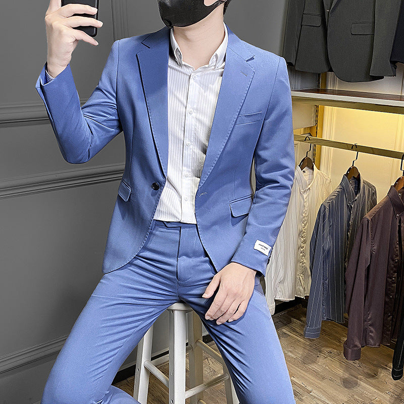 Men's Slim Fit Corduroy Business Casual Suit with Vest