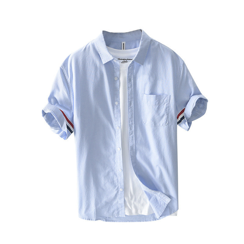 Men’s Short-sleeved Shirt Trendy Loose Printed Striped