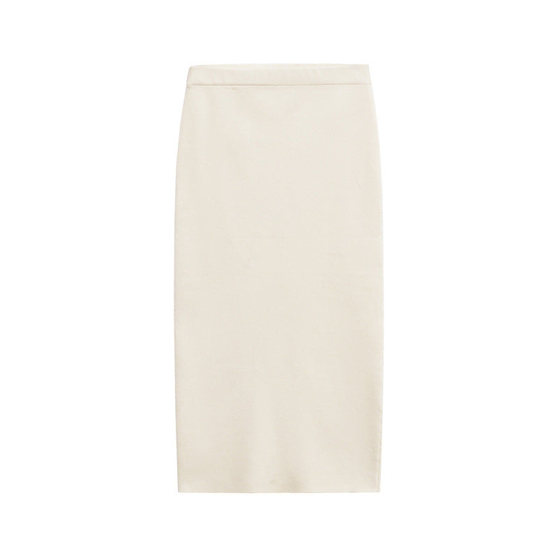 New Round Neck Belt Knitted Top Knitted Simple Temperament Midi Dress Suit