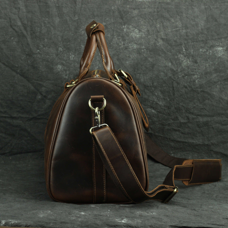 Sac fourre-tout de voyage bandoulière en cuir de vachette vintage pour hommes