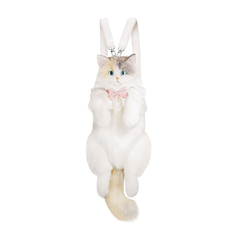 Sac à dos en peluche simulation chat trois fleurs