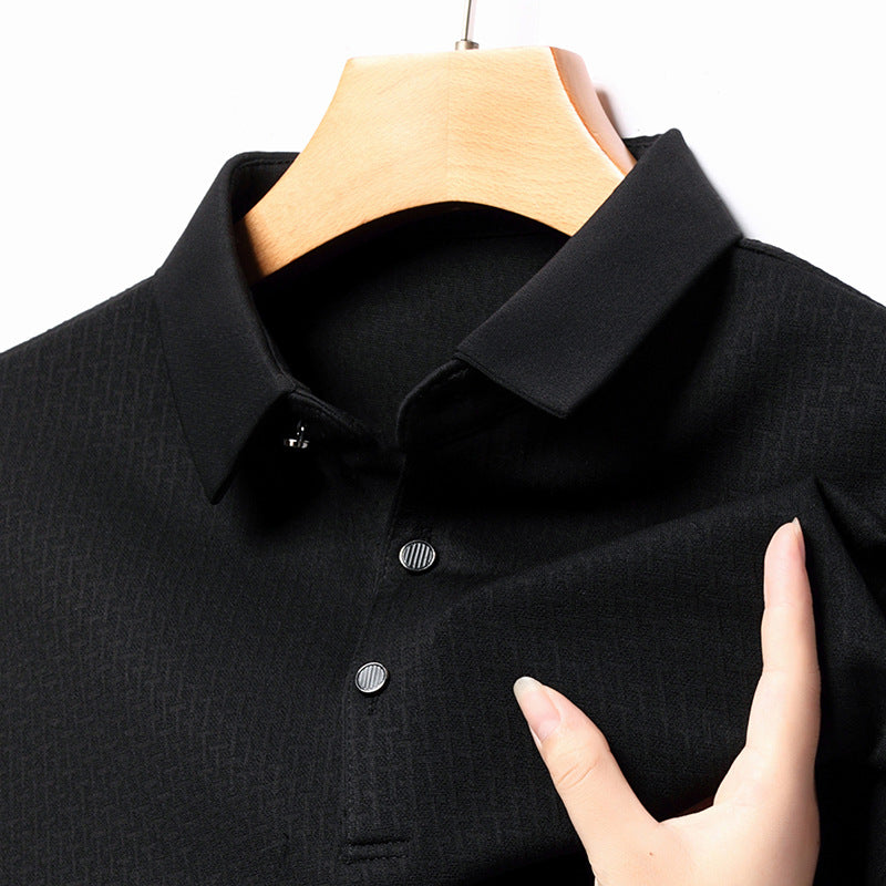 Jacquard Long-Sleeve T-Shirt for Young and Middle-Aged Men Autumn Pullover