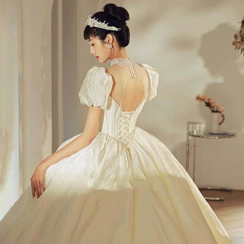 Vintage French Satin Bridal Wedding Dress