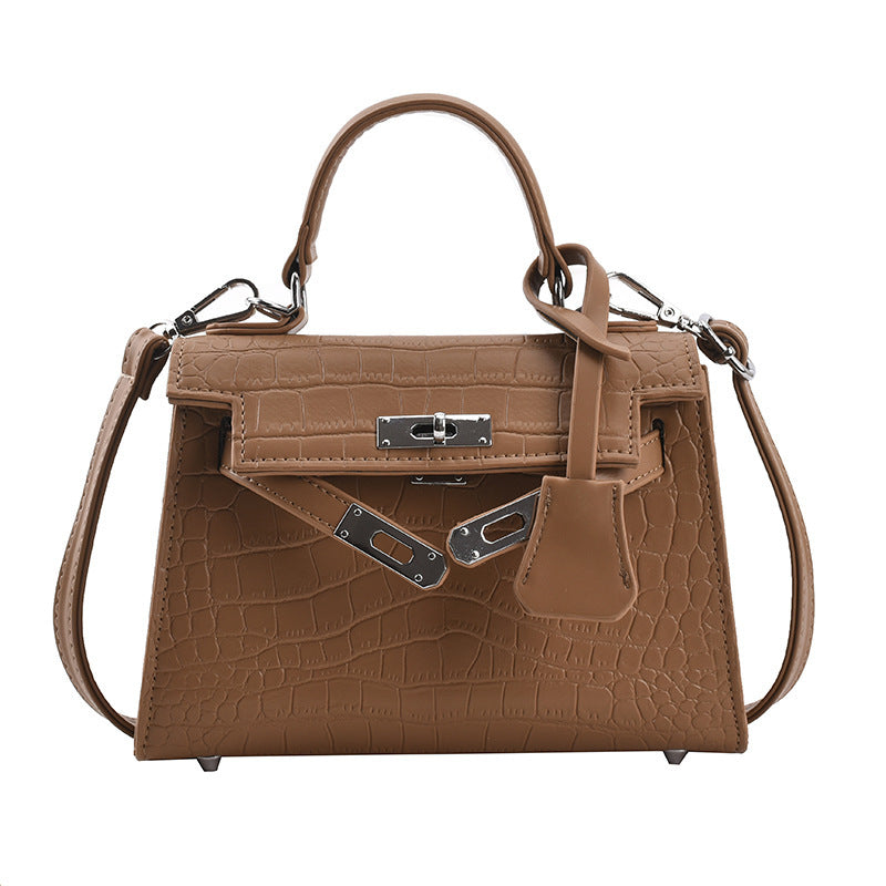 French Niche Stone Pattern Small Kelly Handbag for Women