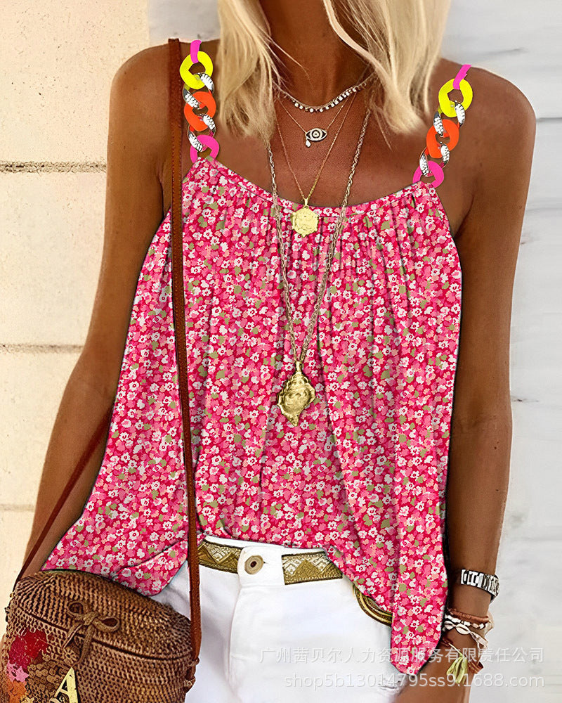 Women's Sling Color Plaid Printed Top